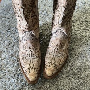 Corral women’s cowboy boots.   Distressed and very detailed.